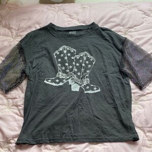 Graphic Shirt with Starry Boots Design